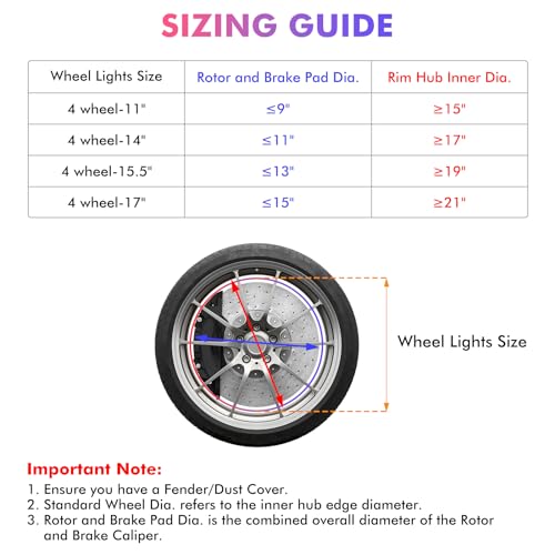 Ehaho 15.5" Double Row Wheel Lights, Brighter RGB Dream Chasing LED Rim Lights with App & Remote Control, Music Wheel Ring Light with Turn & Braking Signal Compatible with Various Trucks SUV Car（4PCS） - size: 4 Wheel-15.5" 2-Row Dream Chasing