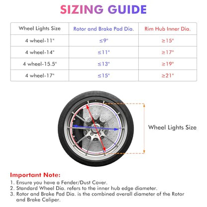 Ehaho 15.5" Double Row Wheel Lights, Brighter RGB Dream Chasing LED Rim Lights with App & Remote Control, Music Wheel Ring Light with Turn & Braking Signal Compatible with Various Trucks SUV Car（4PCS） - size: 4 Wheel-15.5" 2-Row Dream Chasing