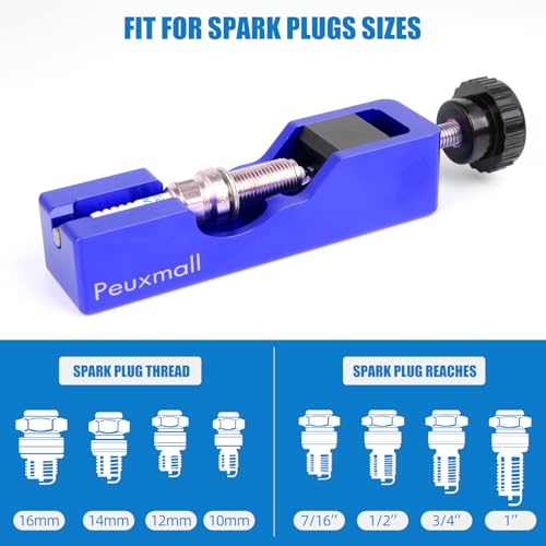 Spark Plug Gap Tool, Spark Plug Gapping Tool with 32 Blade Steel Feeler Gauge, Universal Spark Plug Gap Tool for Most 10mm 12mm 14mm 16mm Spark Plugs (Blue) - color: Blue