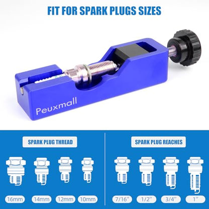Spark Plug Gap Tool, Spark Plug Gapping Tool with 32 Blade Steel Feeler Gauge, Universal Spark Plug Gap Tool for Most 10mm 12mm 14mm 16mm Spark Plugs (Blue) - color: Blue