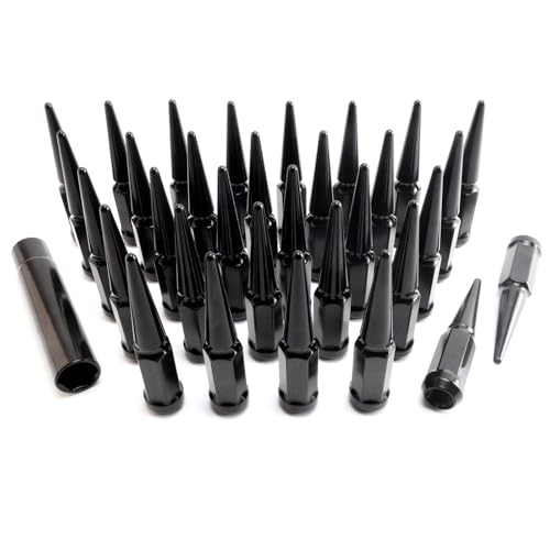32PCS 14x1.5 Wheel Spike Lug Nuts, Black Spike Lug Nuts - size: 14x1.5