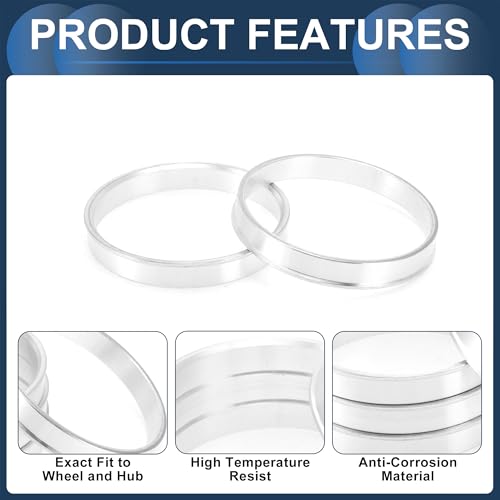 Car Wheel Hub Centric Rings OD 68.1mm to ID 64.1mm Wheels Center Shaft Shock Absorbing Hubrings Aluminum Alloy Silver Tone Durable - size: OD 68.1mm to ID 64.1mm