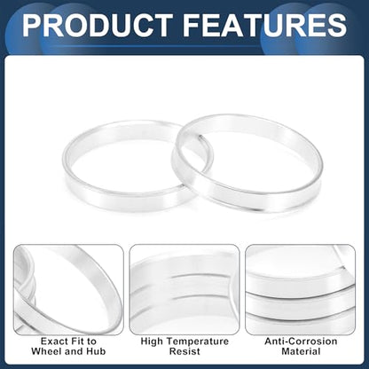 Car Wheel Hub Centric Rings OD 68.1mm to ID 64.1mm Wheels Center Shaft Shock Absorbing Hubrings Aluminum Alloy Silver Tone Durable - size: OD 68.1mm to ID 64.1mm