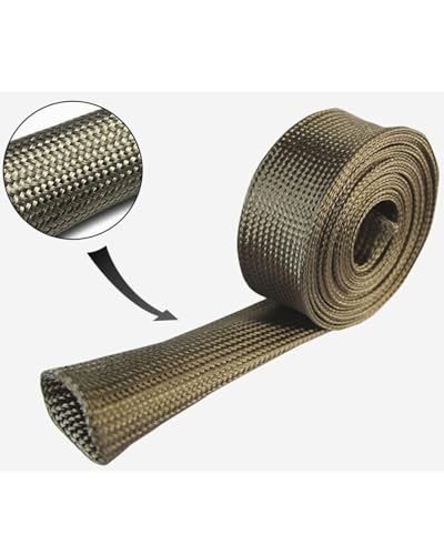Fuel Line Heat Shield Wire Heat Shield Heat Shield Sleeve Auto Hose Spark Plug Wire Heat Shield diesel heater exhaust sleeve 2500 Degree for Car&Auto Wire Loom Brake Cable (1"IDX10'Titanium) - color: Titanium, size: 1" ID X 10'