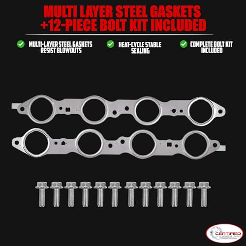 Long Tube Headers for LS Swaps Black Aluminized Thermal Barrier Coating with MLS Gaskets & Header Bolts Fits 73–87 Chevy GMC C10 K10 and 88–91 Square-Body Blazer Jimmy Suburban (Not OBS) - size: Black New Design C10 K10 LS Swap Headers