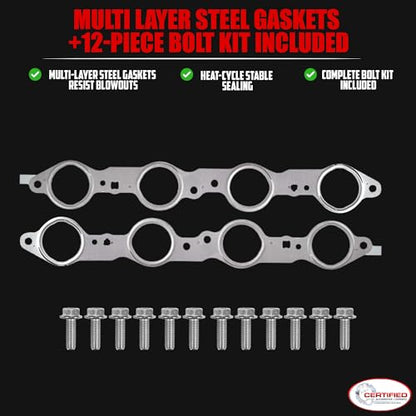 Long Tube Headers for LS Swaps Black Aluminized Thermal Barrier Coating with MLS Gaskets & Header Bolts Fits 73–87 Chevy GMC C10 K10 and 88–91 Square-Body Blazer Jimmy Suburban (Not OBS) - size: Black New Design C10 K10 LS Swap Headers
