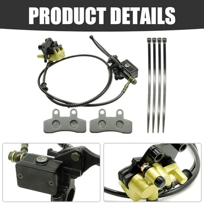 Front Hydraulic Disc Brake Master Cylinder Caliper Assembly with Brake Pads Replacement for Taotao DB10 DB14, Replacement for SSR125 SSR110, for 50cc 70cc 90cc 110cc 125cc Dirt Pit Bike ATV