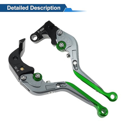 Short/Long Brake Clutch Levers for Yamaha YZF-R7 21-25 6 Position - color: Titanium Handle Green End