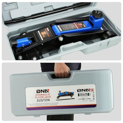 DNA Motoring 3 Ton Low Profile Floor Jack, 3 tons (6000 lbs) Capacity Fast Lift Hydraulic Trolley Service/Floor Jack, 7.7 "-21" Lifting Range, Blue, TOOLS-00674-BL - color: Blue, style: 3 ton
