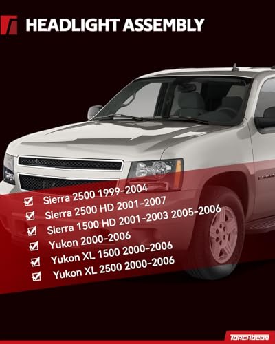 Torchbeam Headlights Assembly for 1999-2006 GMC Sierra 1500 4.8L/5.3L/4.3L - color: Chrome-Amber/for 1999-2006 GMC Sierra 1500