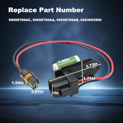 Radiator Fan Motor Wiring Harness, Engine Cooling Fan Motor Wiring Harness Compatible with Jeep Wrangler JK 2009 2010 2011 2012 2013 2014 2015 2016 2017 2018 Replace# 55056789AC 55056789AA