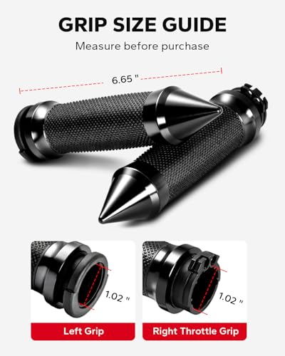 Amazicha 1inch Handlebar Grips, Cable Throttle Control Hand Grips Fit for Harley ’96-’07 Touring, ’02-’17 VRSC, ’08-’13 XR, ’96-’17 Dyna (Except FXDLS), ’96-Later XL - color: Black