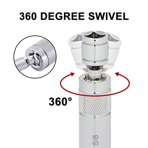 Mayouko 6PCS 3/8" Drive Thin Wall Magnetic Swivel Spark Plug Socket, 12 Point, 1MM Thin Wall, 14MM, 9/16", 5/8", 13/16"