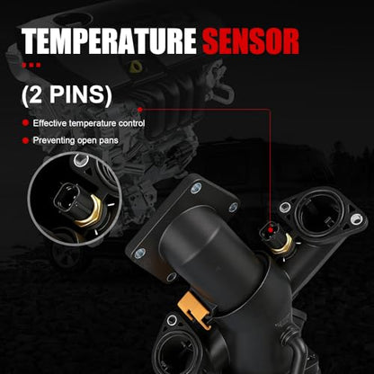 Engine Coolant Thermostat Housing Assembly Compatible with Jaguar S-Type 2003-2008,Vanden Plas,XJ8 2004-2009,XF 2009-2010,XK 2007-2009,Replaces#AJ811793 - size: AJ811793