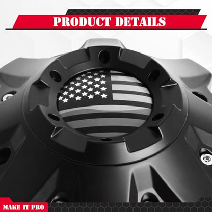 KitsPro Center Cap for Fuel Offroad 1002-53B M-447 8-Lug Rim — Matte Black with American Flag, Pack of 1 - color: Matte Black with American Flag, size: Fuel Offroad 1002-53B M-447 8-Lug