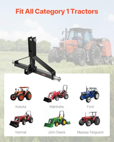 VEVOR 3 Point Trailer Hitch with 2 in Receiver, 3pt Quick Hitch Attachment for Category 1 Tractor, 3000lbs Capacity, Tow Drawbar Adapter, Compatible with Kubota, Mahindra, Ford, Yanmar, John Deere - size: ‎25.98 "Lx 17.72 "H, style: No Towing Ball