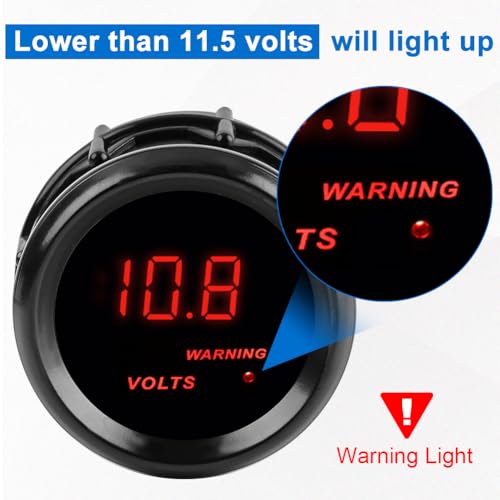 DC12V Voltmeter Red Digital LED Volt Gauge Voltage Meter Kit 2" 52mm - size: Volt Gauge