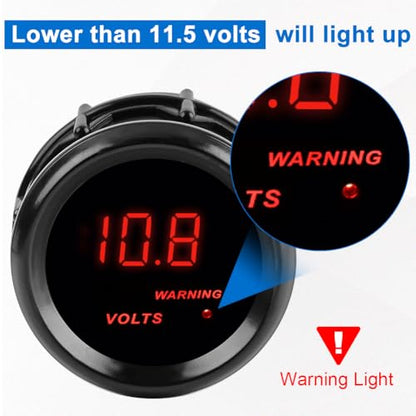 DC12V Voltmeter Red Digital LED Volt Gauge Voltage Meter Kit 2" 52mm - size: Volt Gauge