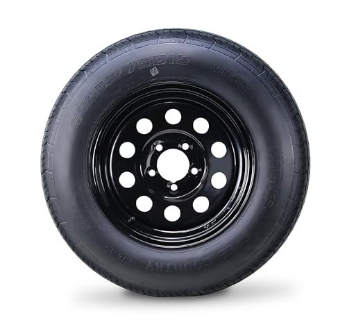 Free Country Trailer Tire Wheel ST205/75D15 6PR C 101L 5X4.5 Black Mod, Pk2 - size: ST205/75D15 (5x4.5PCD) /6PR