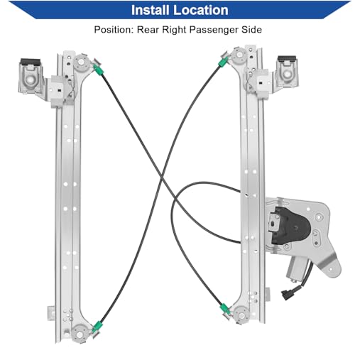Obaee 741-579 Rear Passenger Side Power Window Regulator with Motor Assembly Compatible with 2000-2007 Chevy Silverado/Tahoe/Suburban/Avalanche 1500 2500 3500, Cadillac Escalade, GMC Yukon XL/Sierra - size: Rear Right Passenger Side