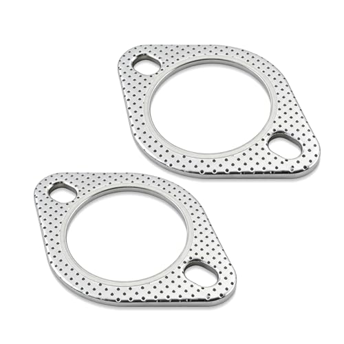 2PCS Car Exhaust Gasket, Exhaust Flange Gasket, Ultra Seal 2-Bolt 2-Inch Reinforced High Temperature Exhaust Manifold Gasket, Catalytic Converter Gasket for Most Cars Trucks (2 Inch) - color: 2 Inch