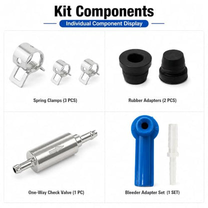 Brake Bleeder Kit with One-Way Check Valve and Clear Hose for Cars - size: Bleeder Hose