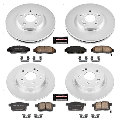 PowerStop Z17 Brake Pad & Fully Coated Rotor Kit Front & Rear CRK2742 - style: Stock Replacement Fully Coated