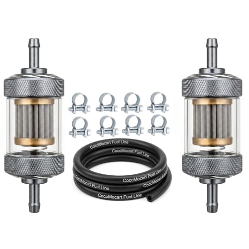 3/16" 6mm Inline Fuel Filter PC Clear View with Gas Hose Clamps - color: 6mm-3/16"-2 PCS