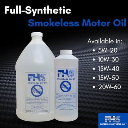 FHS Full-Synthetic Smokeless Motor Oil (5W-20) (1 Gallon Bottle) - High-Performance Engine Oil Stays Cleaner, Reduces Emissions, & Extends Mileage