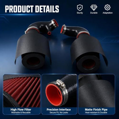 Cold Air Intake with Heat Shield Fit for 2016-2024 Infiniti Q50 Q60 3.0L Twin Turbo VR30DDTT, Increased Horsepower & Throttle Response - color: 2016-2024 Infiniti Q50 Q60 3.0L with Heat shield