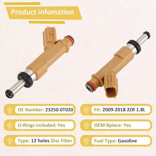 Compatible with/Toyota 2009-2018 Corolla & Matrix 1.8 Fuel Injectors