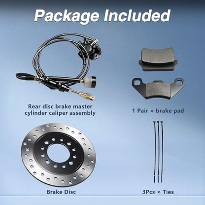 Hydraulic Rear Disc Brake Caliper System Disk Rotor Pads Compatible with Dirt Bike Quad Wheel ATV Go-kart 150cc 200cc 250cc Dune Buggy