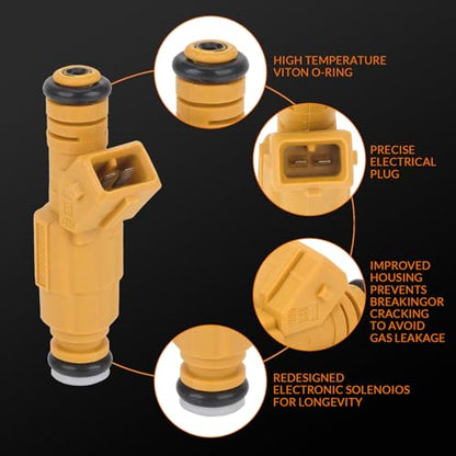 Fuel Injector 4‑Hole, Replacement for Jeep Cherokee, Grand Cherokee, Wrangler, Comanche 4.0L L6, Replace OE#0280155700,0280155710,53030343AB - size: 0280155700