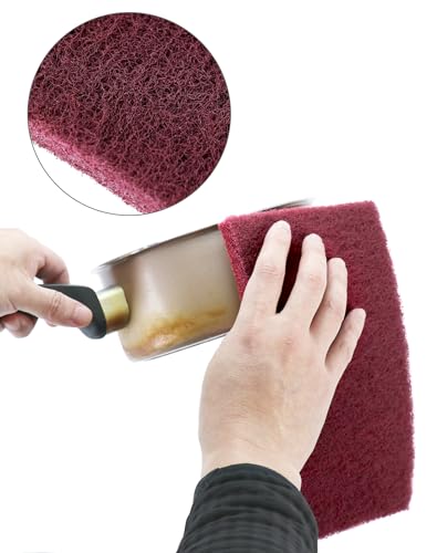 QWORK Scuff Pad Cleaning Pads - 20 Pack, 6" x 9", 7447 Polishing Pads, Aluminum Oxide Hand Pads, Fine Grade, for Automotive Surface Cleaning, Paint Primer, Maroon