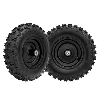 2pcs 4.10-6 Go Kart ATV Tubeless Tire with Rim and 6001ZZ Bearings 12mm/0.5'' | Front Tires Rims for Scooter Quad Bikes 4 Wheelers