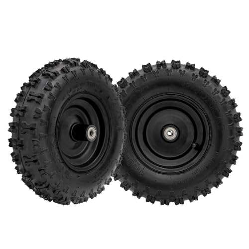 2pcs 4.10-6 Go Kart ATV Tubeless Tire with Rim and 6001ZZ Bearings 12mm/0.5'' | Front Tires Rims for Scooter Quad Bikes 4 Wheelers
