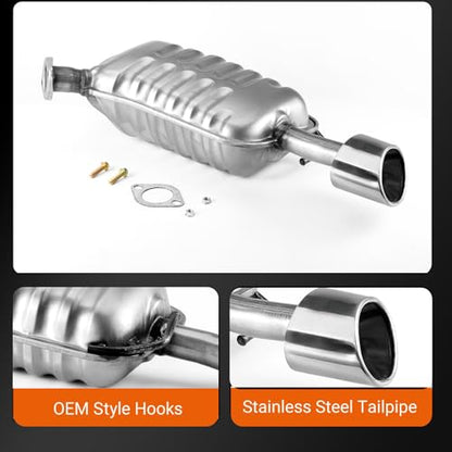 100% Stainless Steel Rear Exhaust Muffler for Hyundai Sonata 11-14 HS08 - size: For 2011-2014 Hyundai Sonata