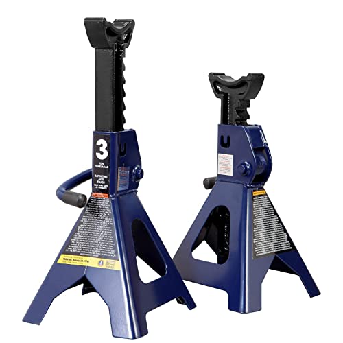 TCE Steel 3 Ton Jack Stands, Lifting Range 11.2"-16.7", 1 Pair - size: 3t normal
