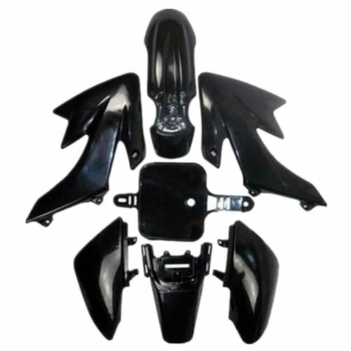 CRF50 Plastics Kit Pit Bike Parts Fairings Fenders + Black Seat for CRF 50 XR 50 XR50 SSR 110 SSR 125 Taotao DB14 Coolster 125cc Dirt Pit Bikes (Black) - color: Black