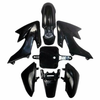 CRF50 Plastics Kit Pit Bike Parts Fairings Fenders + Black Seat for CRF 50 XR 50 XR50 SSR 110 SSR 125 Taotao DB14 Coolster 125cc Dirt Pit Bikes (Black) - color: Black