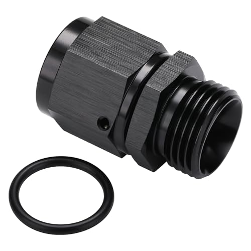 10AN Female Flare Swivel to 10AN -10 ORB Male O-ring Boss Fuel Rail Fitting Adapter Straight Aluminum Black - color: Black, size: 10AN Female to -10 ORB Male