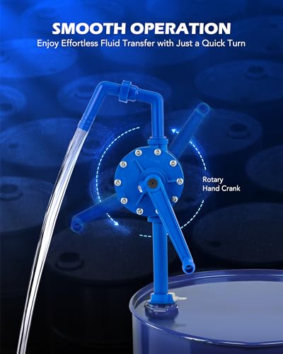 OMT 55 Gallon Drum Pump, Hand Water Pump Fits 5 to 55 Gallon Drums - color: Blue Rotary Action Reinforced PP Pump