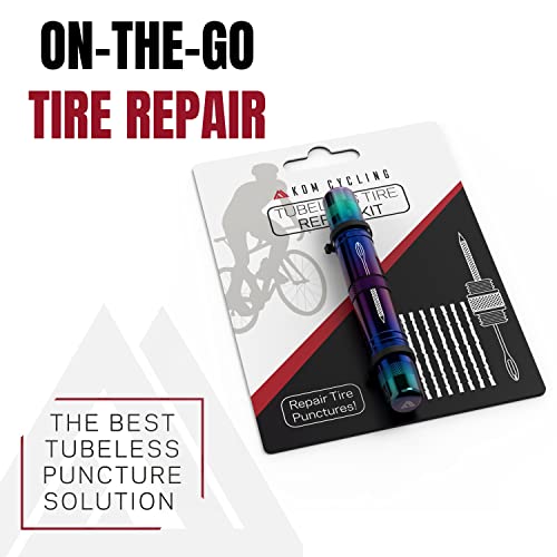 KOM Cycling Tubeless Tire Repair Kit for Bikes 8 Colors! Fixes Mountain Bike and Road Bicycle Tire Punctures - color: Celeste
