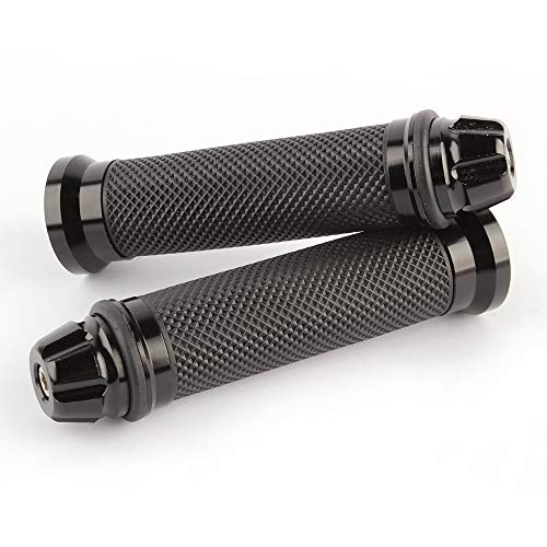 Motorcycle 7/8" CNC Hand Grips Aluminum Rubber Gel Handlebar for Sport Bike(Red) - color: Black