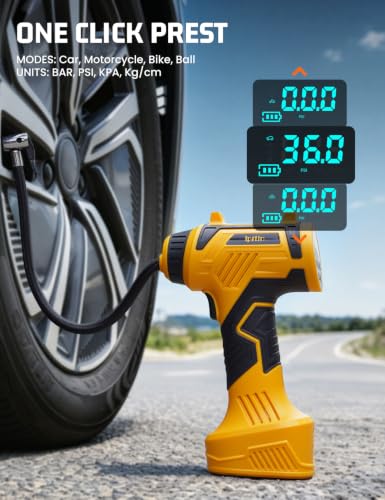 160 PSI Tire Inflator Portable Air Compressor Built-in Battery, Dual Power