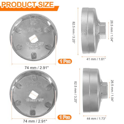 HARFINGTON 2pcs Oil Filter Cap Wrench 15 Flute 74mm Inner Dia 1/2" Square - size: 15 Flute 74mm