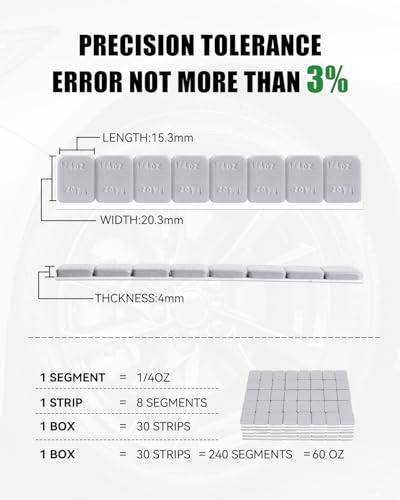 1/4 oz Stick On Wheel Weights 240pcs Easy Peel Grey - color: Gray, size: 0.25oz-240PCS