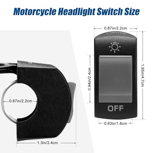 Frienda 3 Pieces Motorcycle Headlight Switch Handlebar Toggle, Grey - color: Grey