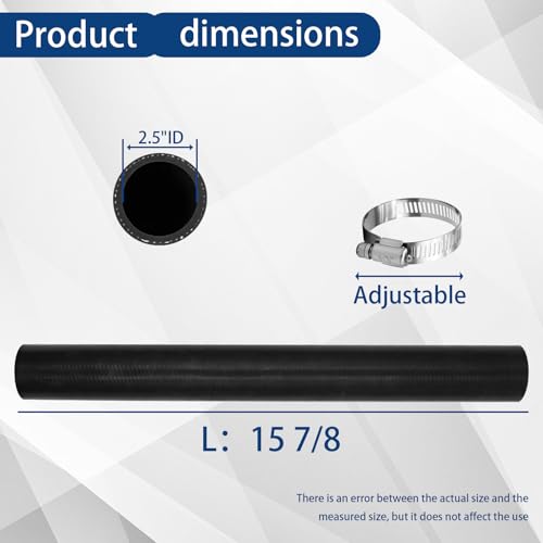 2.5 inch Silicone Coolant Air Hose 12" Length with 2 Clamps – Turbo Intake Radiator Coupler Hose (Straight, 2 1/2" ID) - color: Straight black, size: 2 1/2" ID