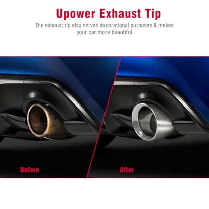 Upower 2.5" inlet Universal Diesel Exhaust Tip 4.5" Outlet 7" Long Polished Stainless Steel Exhaust Tailpipe Weld-On Double Wall Slant Cut Tail Pipe (2PCS) - style: Polished Sliver